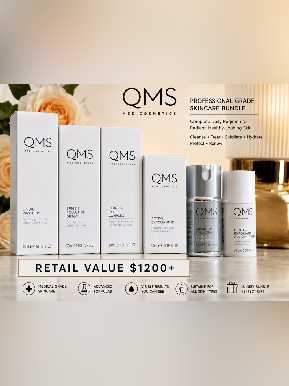 QMS Medicosmetics Luxury Skincare Bundle Professional | Full Size $1,200+
